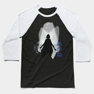 Oshi no Ko or My Star Idol's Child Anime and Manga Characters Akane Kurokawa the Genius Actress Awesome Silhouette Figure on the Lalalie Stage featured with Cool Blue Akane Japanese Lettering Baseball T-Shirt